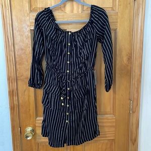 NWT Off the Shoulder Black and White Striped Dress